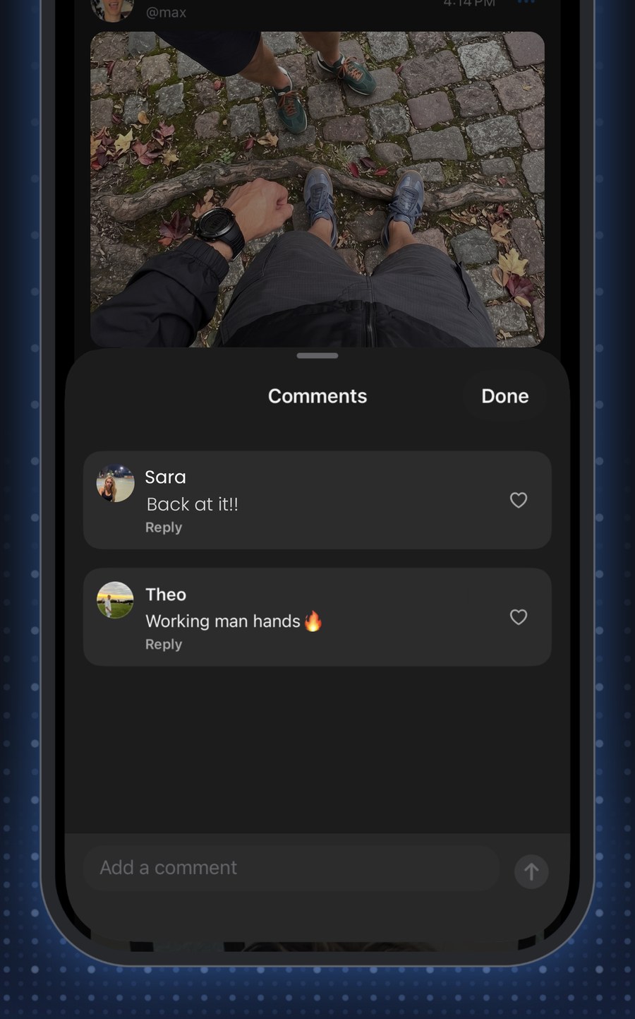 Comments thread on a post