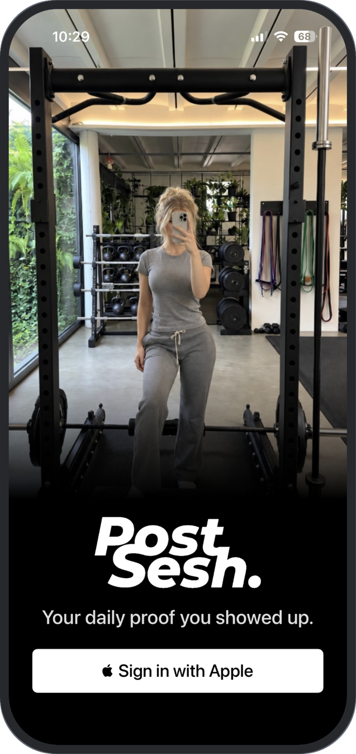 PostSesh sign-in screen on an iPhone